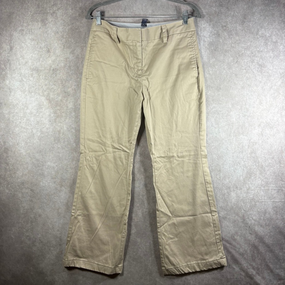 Lands‎ End Pants Womens Size 4 Beige Mid Rise Trouser Leg Stretch Chino Workwear